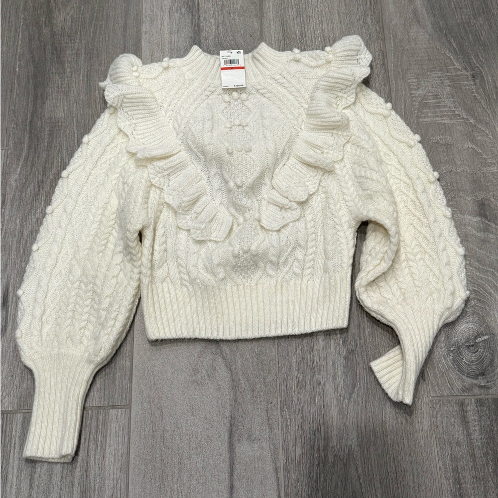 NWT Astr Ivory Ruffled Knit Sweater- XS